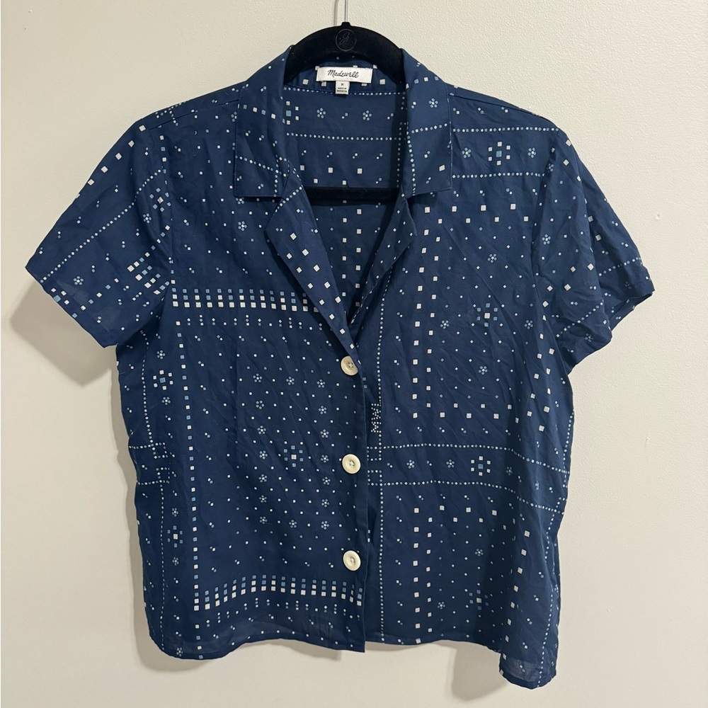 Madewell Navy Blue Short Sleeve Shirt M